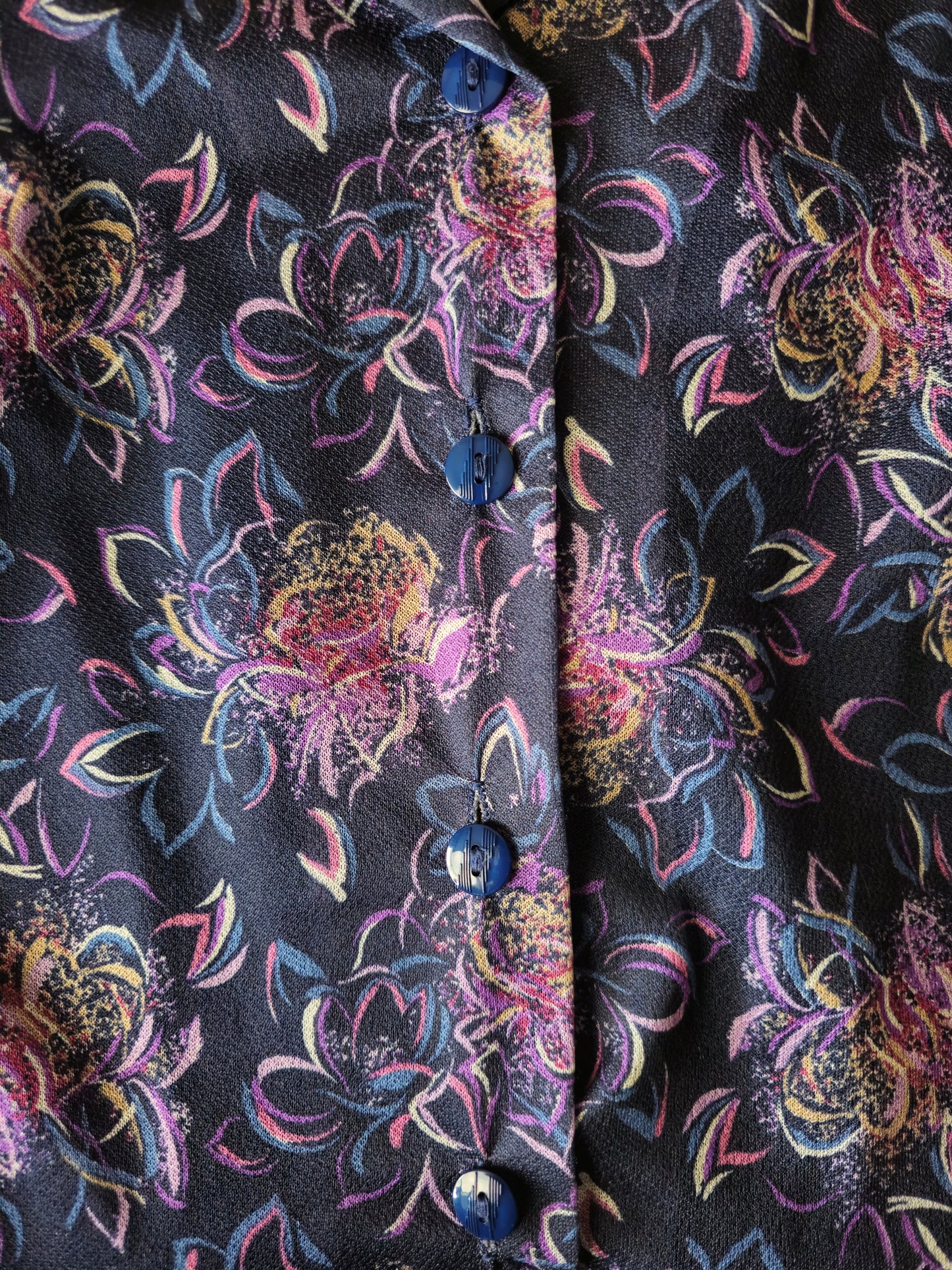 Vintage 70s chiffon skyrtukjóll - S
