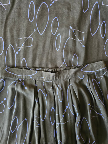 Vintage grafískt 90s midi pils - L/XL