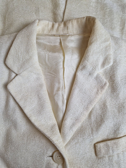 Vintage rjómagul 90s pilsdragt frá Betty Barclay - M