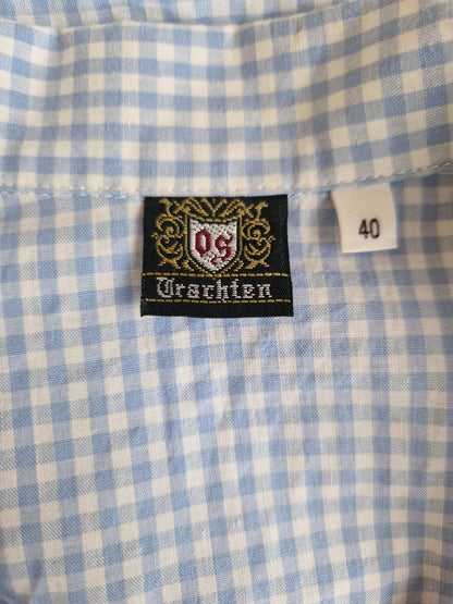 Vintage köflóttur toppur með útsaumi - S/M