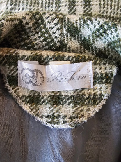 Vintage köflóttur ullarblazer frá Ric Tian - L