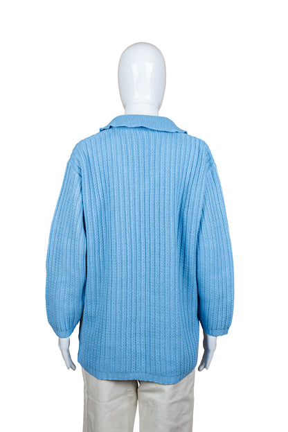 Ljósblá vintage prjónapeysa - XL