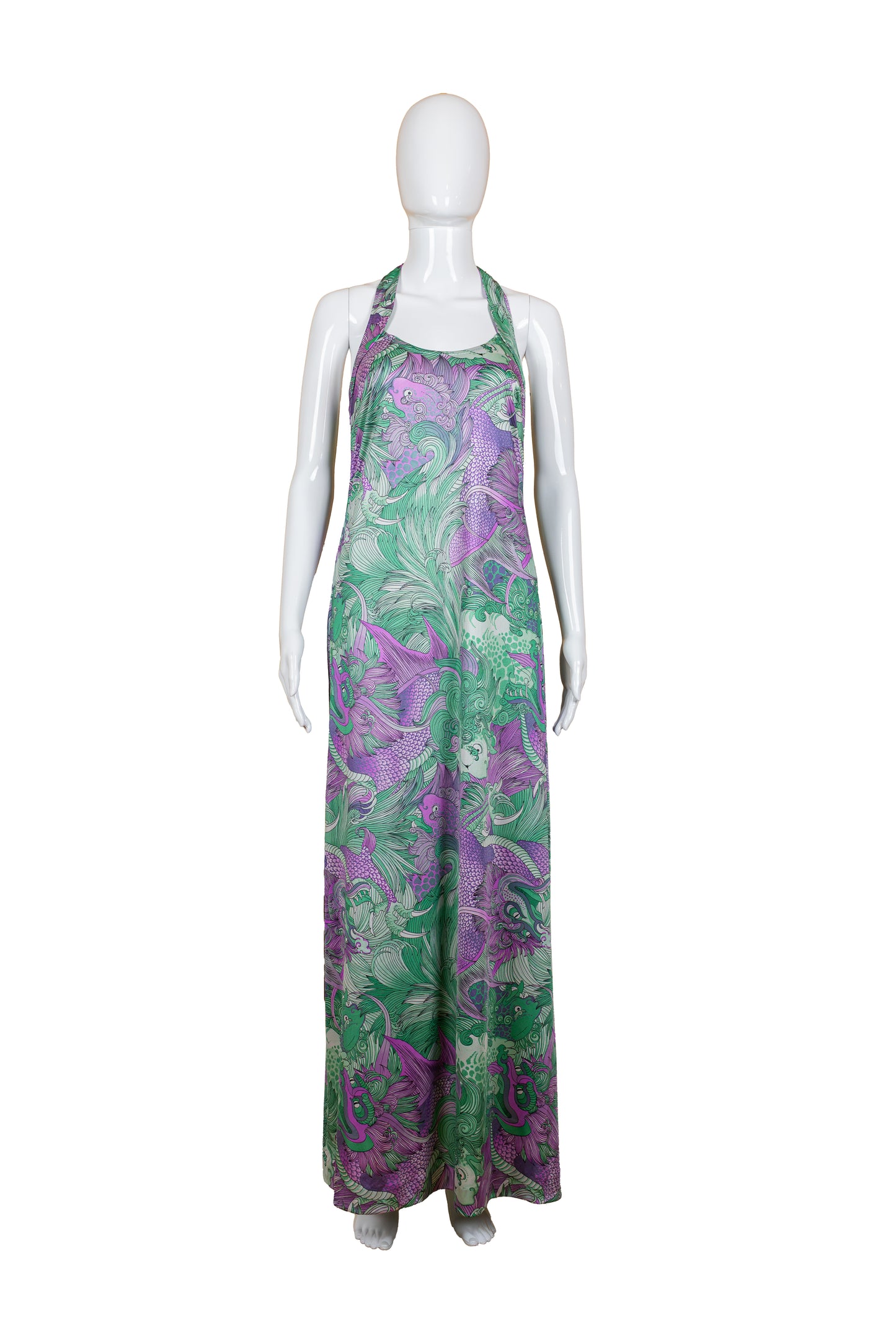 Orchidee vintage 70s kjóll - Medium