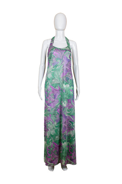 Orchidee vintage 70s kjóll - Medium