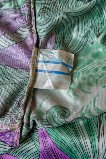 Orchidee vintage 70s kjóll - Medium