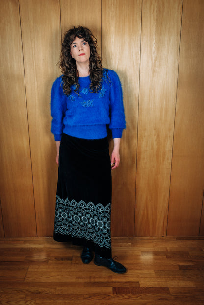 Vintage svart flauelspils - medium