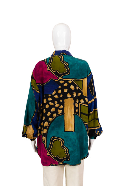 Ómerkt vintage marglit skyrta - large