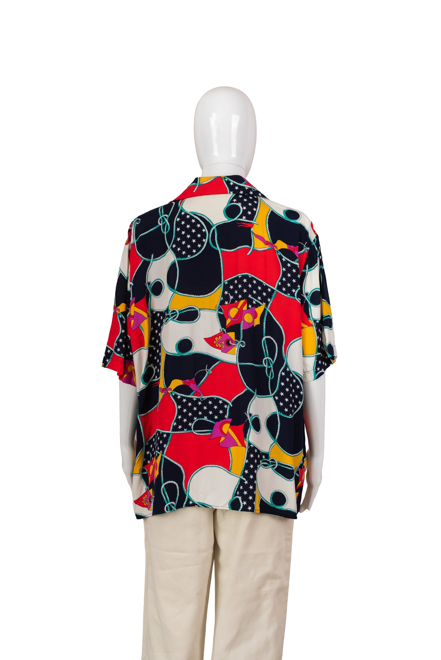 Marglit tvíhneppt vintage skyrta - xlarge