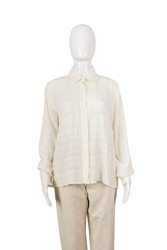 Ómerkt hvít vintage skyrta - medium