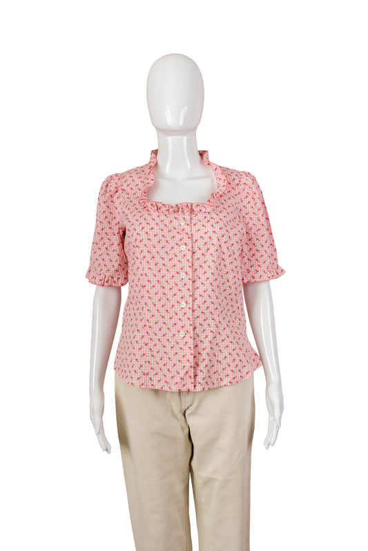 H. Moser bleik köflótt blússa - small