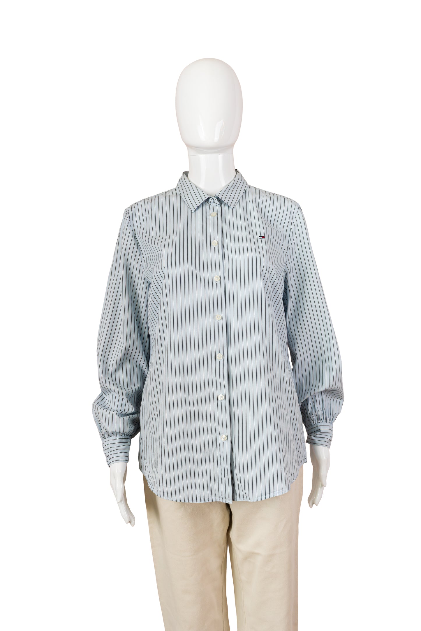 Tommy Hilfiger bláröndótt skyrta - medium