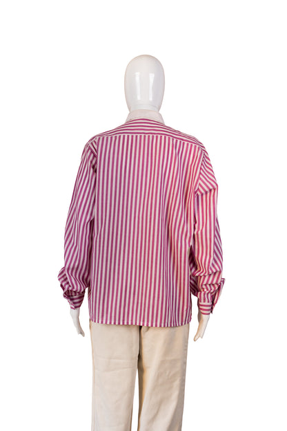 Röndótt bleik vintage skyrta - large