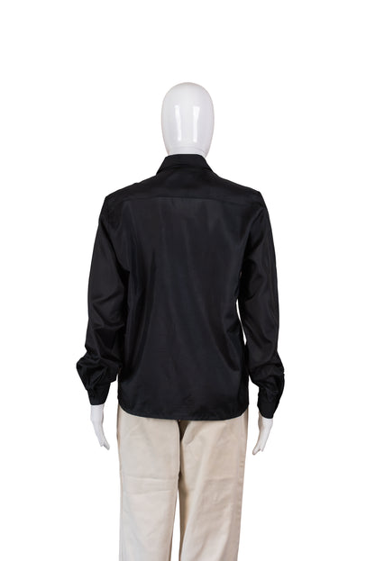 Svört vintage satín skyrta - medium