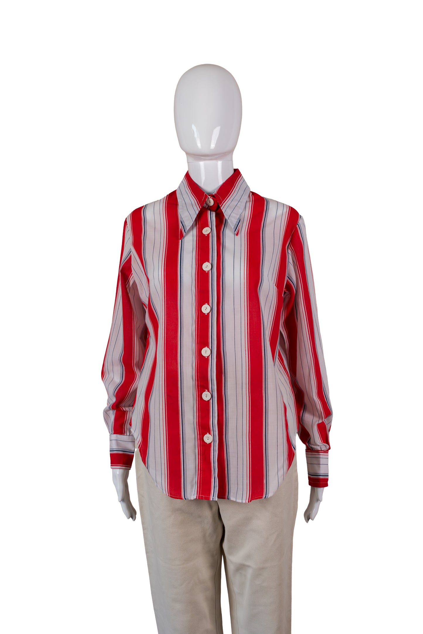 Lovely röndótt vintage 70s skyrta - large