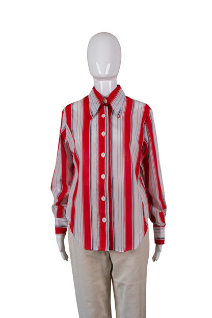 Lovely röndótt vintage 70s skyrta - large