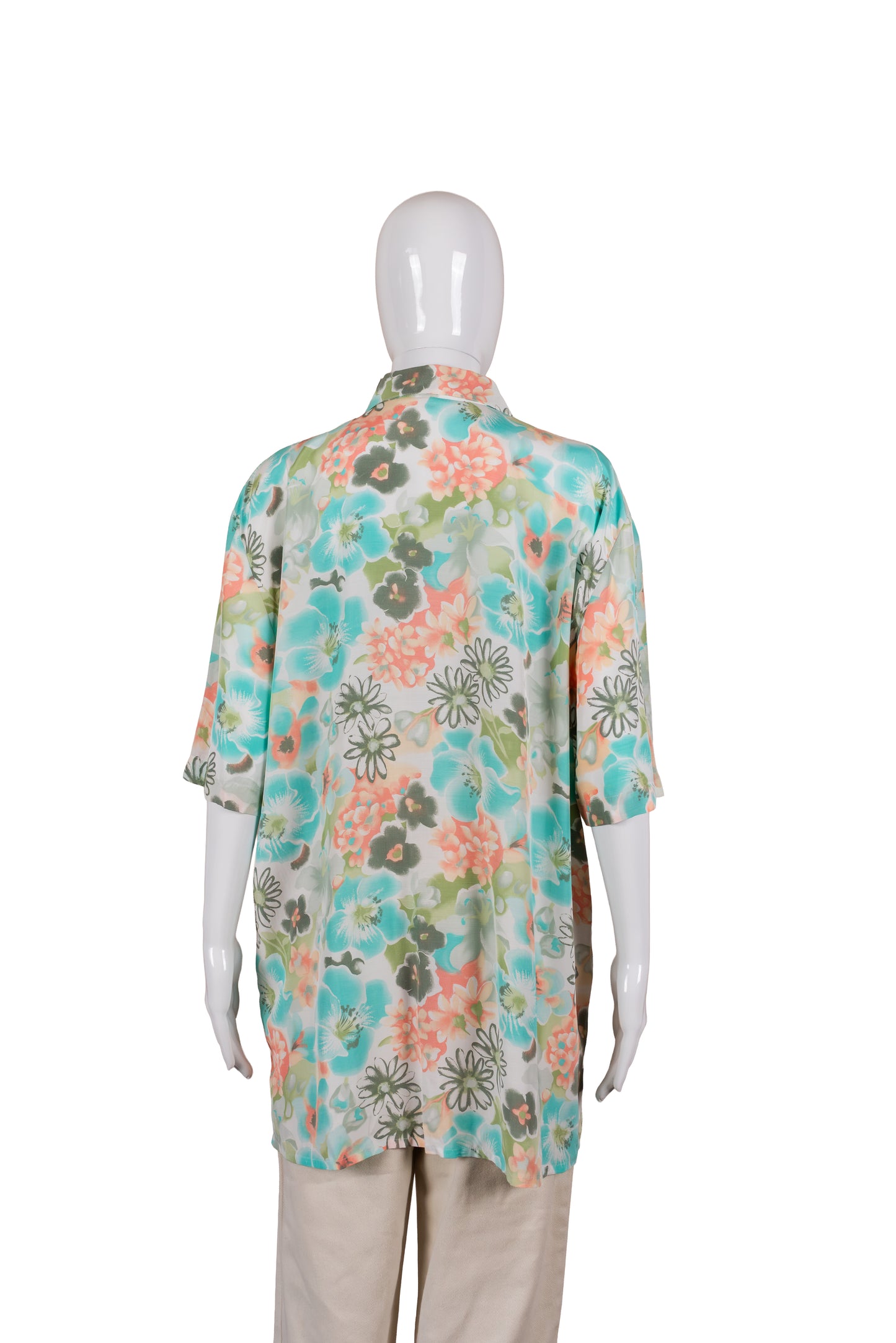 Ómerkt marglit vintage stutterma skyrta - xlarge