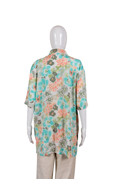 Ómerkt marglit vintage stutterma skyrta - xlarge