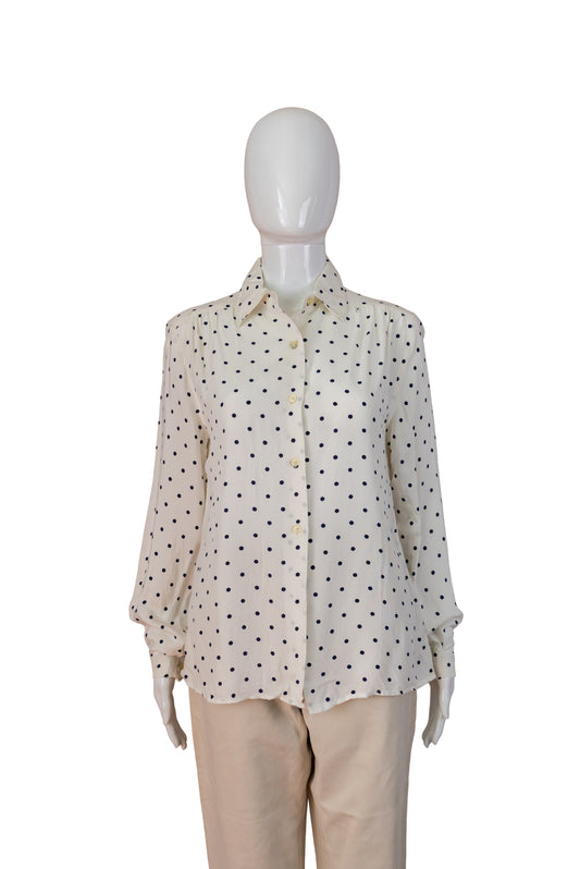 Ómerkt hvít doppót skyrta - Medium