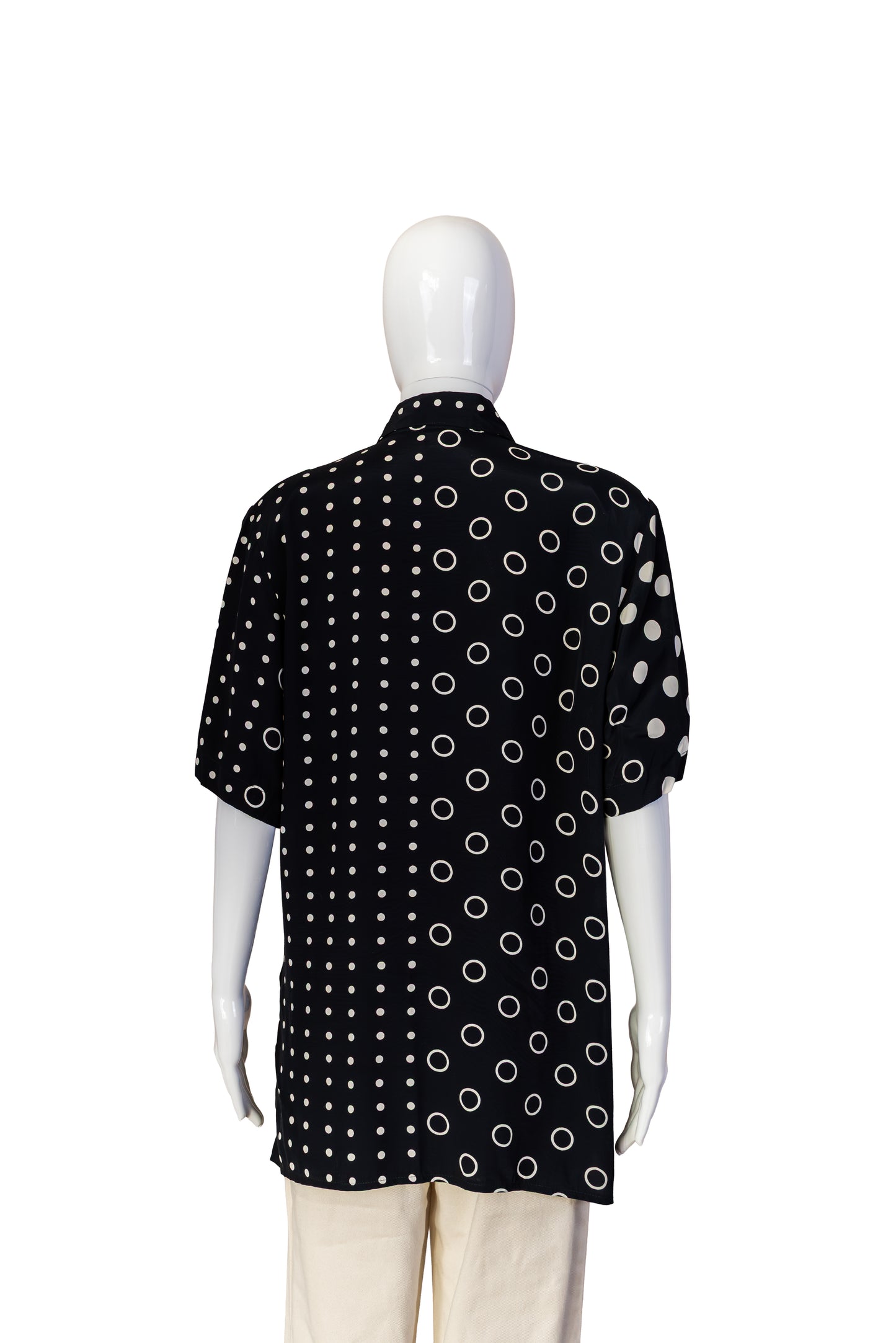 Ómerkt svört, doppótt, vintage skyrta - Medium