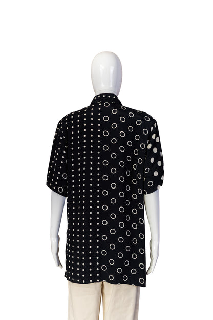 Ómerkt svört, doppótt, vintage skyrta - Medium