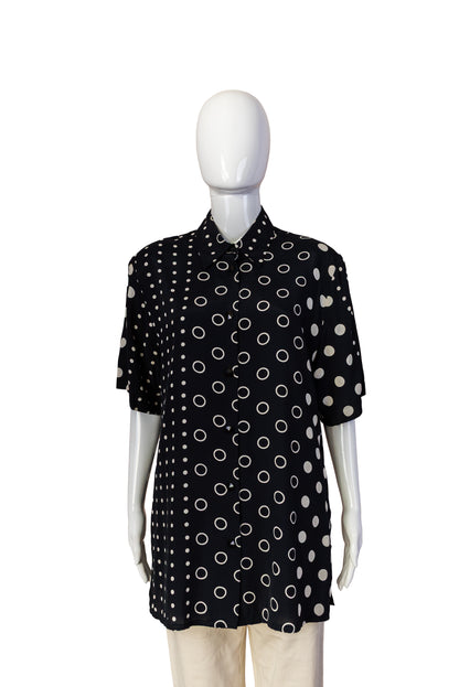 Ómerkt svört, doppótt, vintage skyrta - Medium