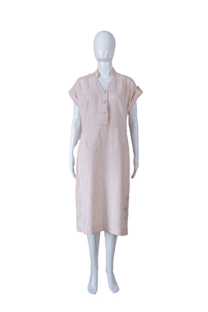 Hvítur og rauður röndóttur kjóll - large