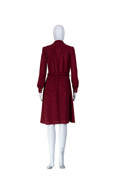 Rauður prjónakjóll með belti - medium