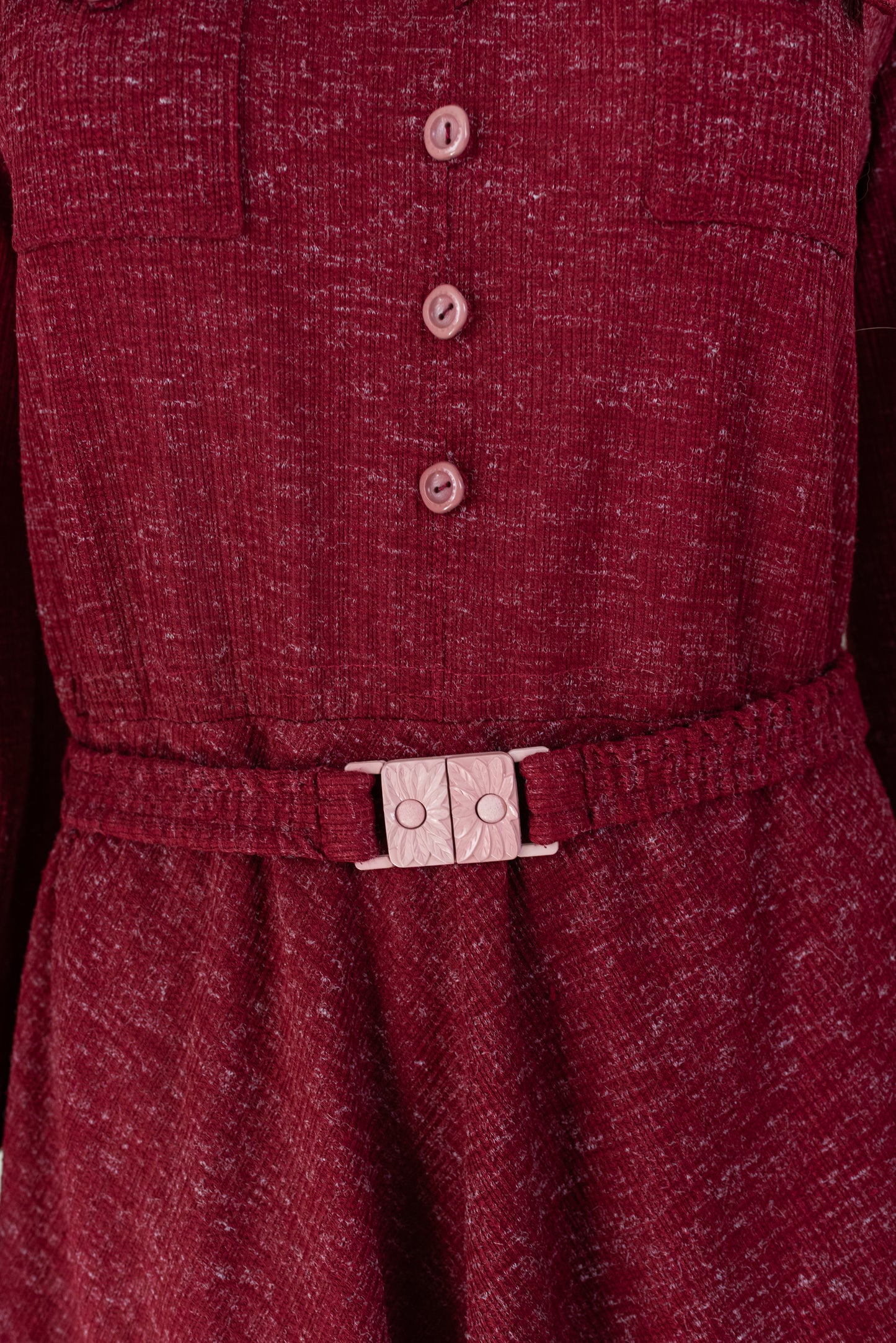 Rauður prjónakjóll með belti - medium