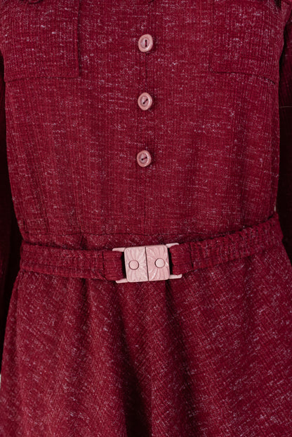 Rauður prjónakjóll með belti - medium