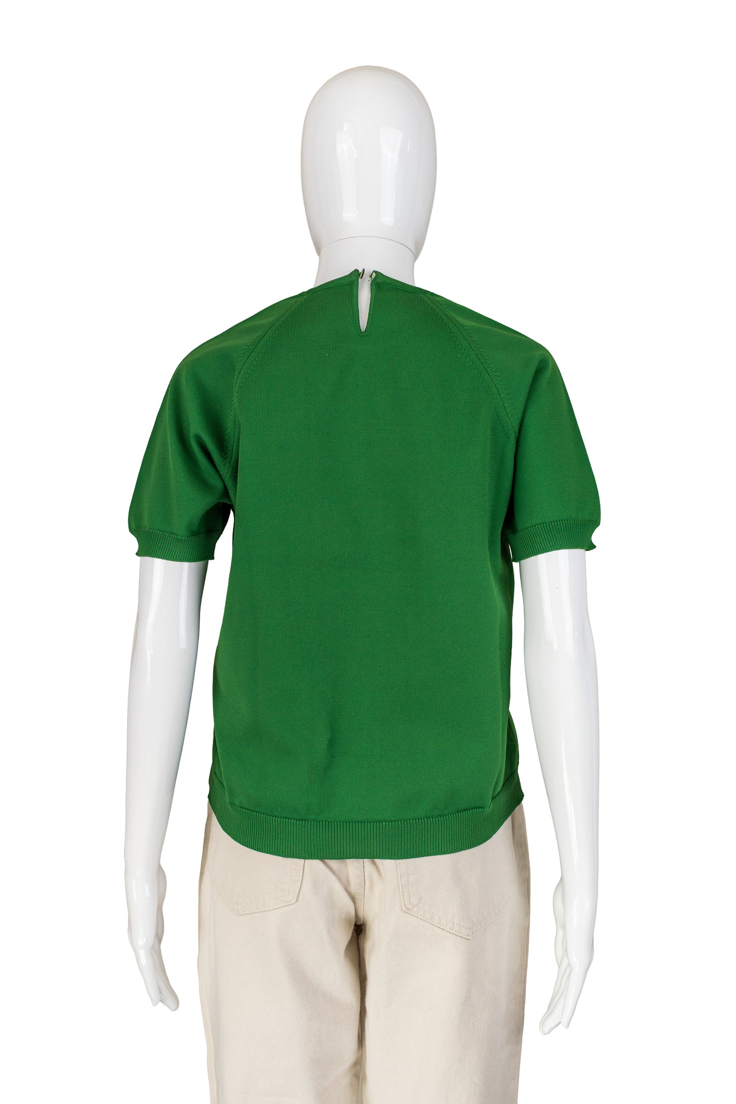 Crimplene græn vintage prjónapeysa - medium