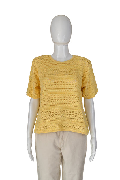 Ann Fashion gul vintage prjónapeysa - large