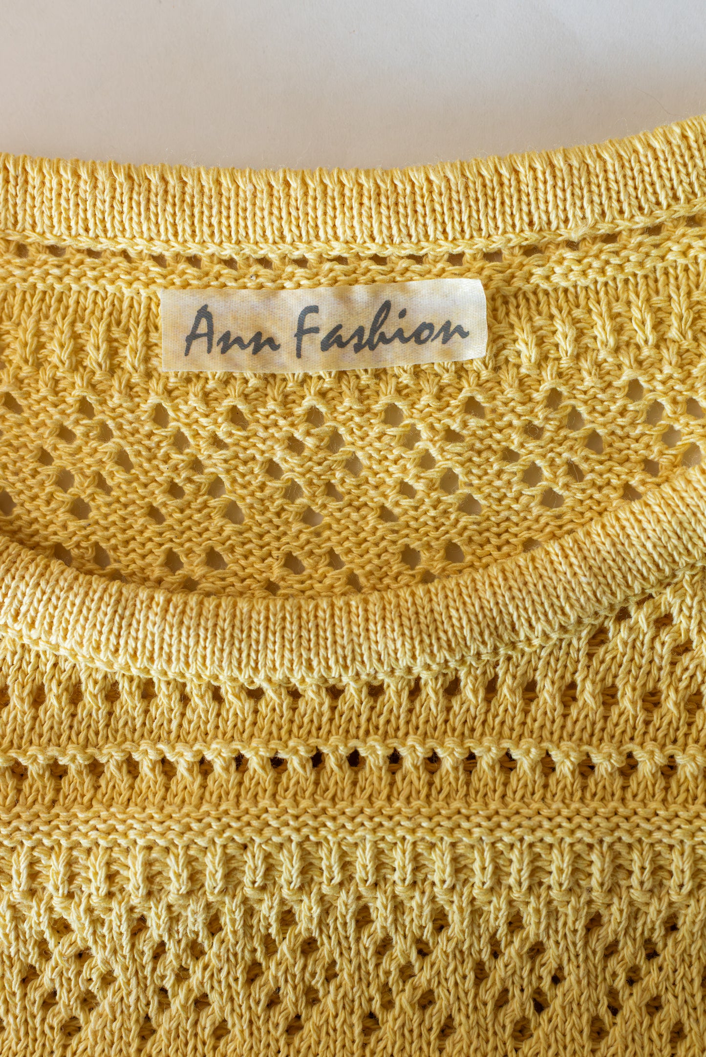 Ann Fashion gul vintage prjónapeysa - large