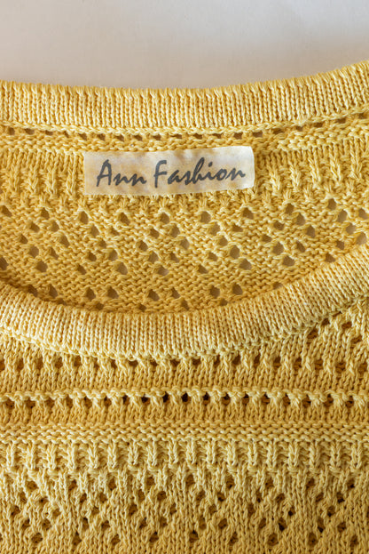 Ann Fashion gul vintage prjónapeysa - large