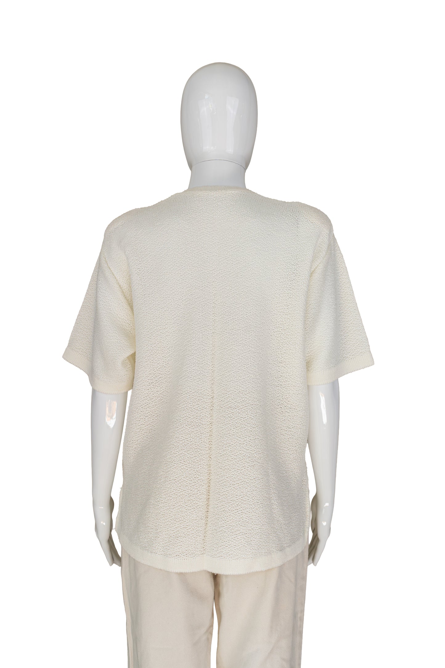 Ómerkt hvít vintage prónapeysa - xlarge