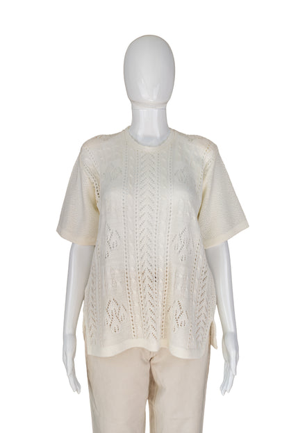 Ómerkt hvít vintage prónapeysa - xlarge