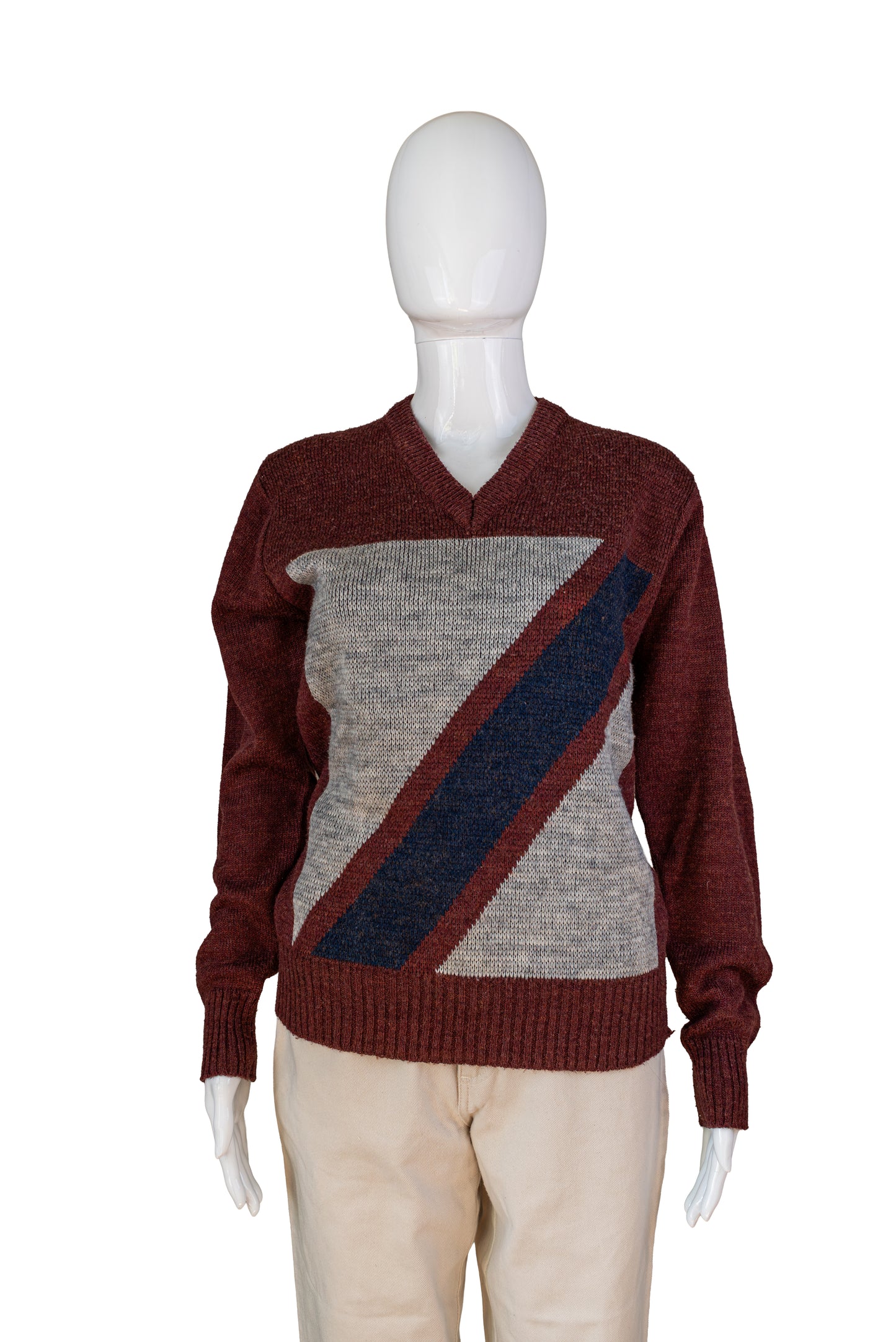 Ómerkt rauð vintage prjónapeysa - medium