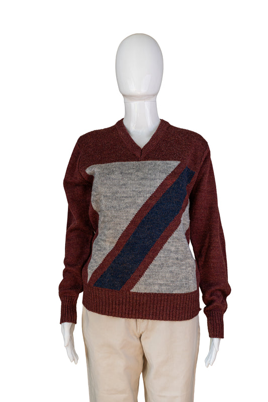 Ómerkt rauð vintage prjónapeysa - medium