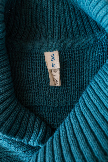 Ómerkt blá vintage prjónapeysa - medium