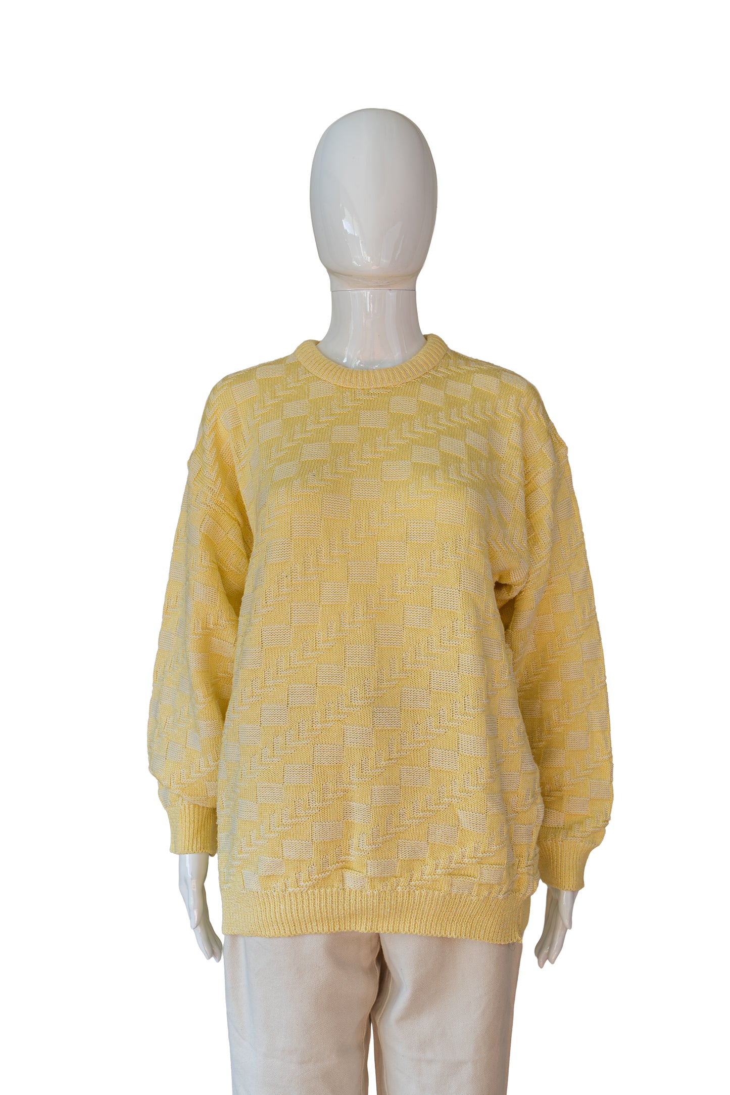 New Fast gul vintage prjónapeysa - xlarge