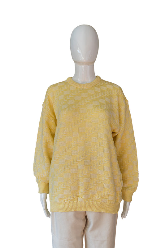 New Fast gul vintage prjónapeysa - xlarge