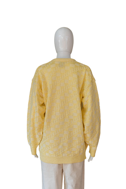 New Fast gul vintage prjónapeysa - xlarge