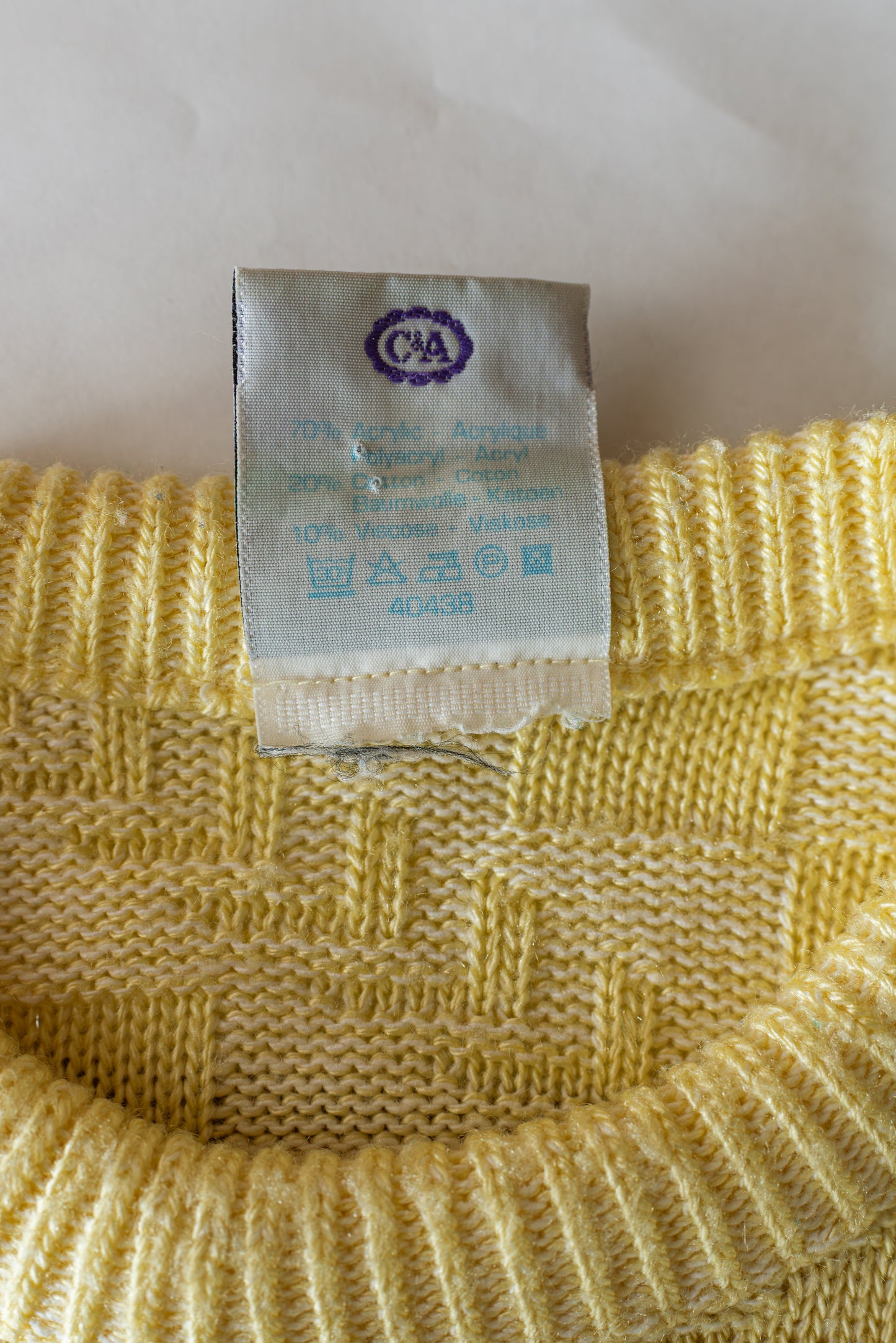 New Fast gul vintage prjónapeysa - xlarge