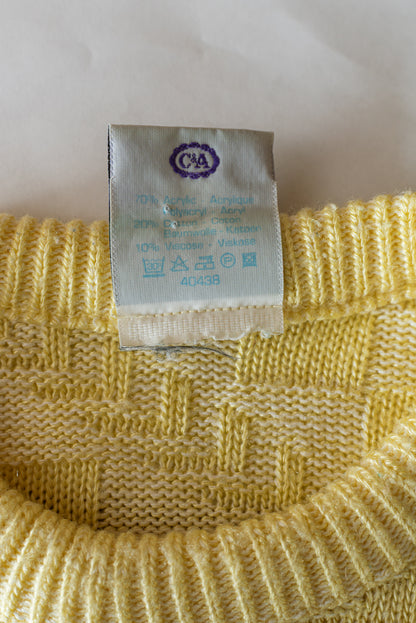 New Fast gul vintage prjónapeysa - xlarge