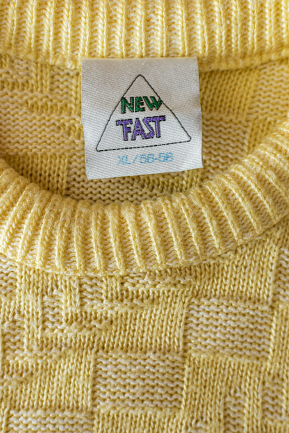 New Fast gul vintage prjónapeysa - xlarge