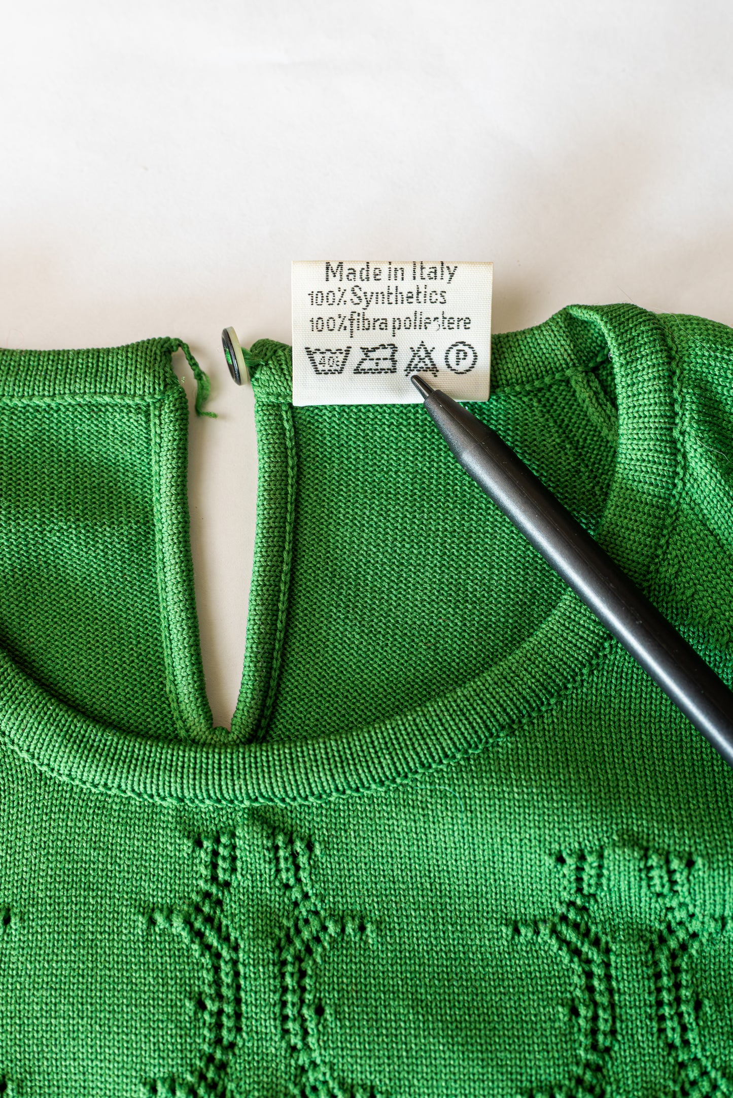 Crimplene græn vintage prjónapeysa - medium