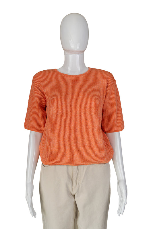 Ann Fashion appelsínugul vintage prjónapeysa - medium