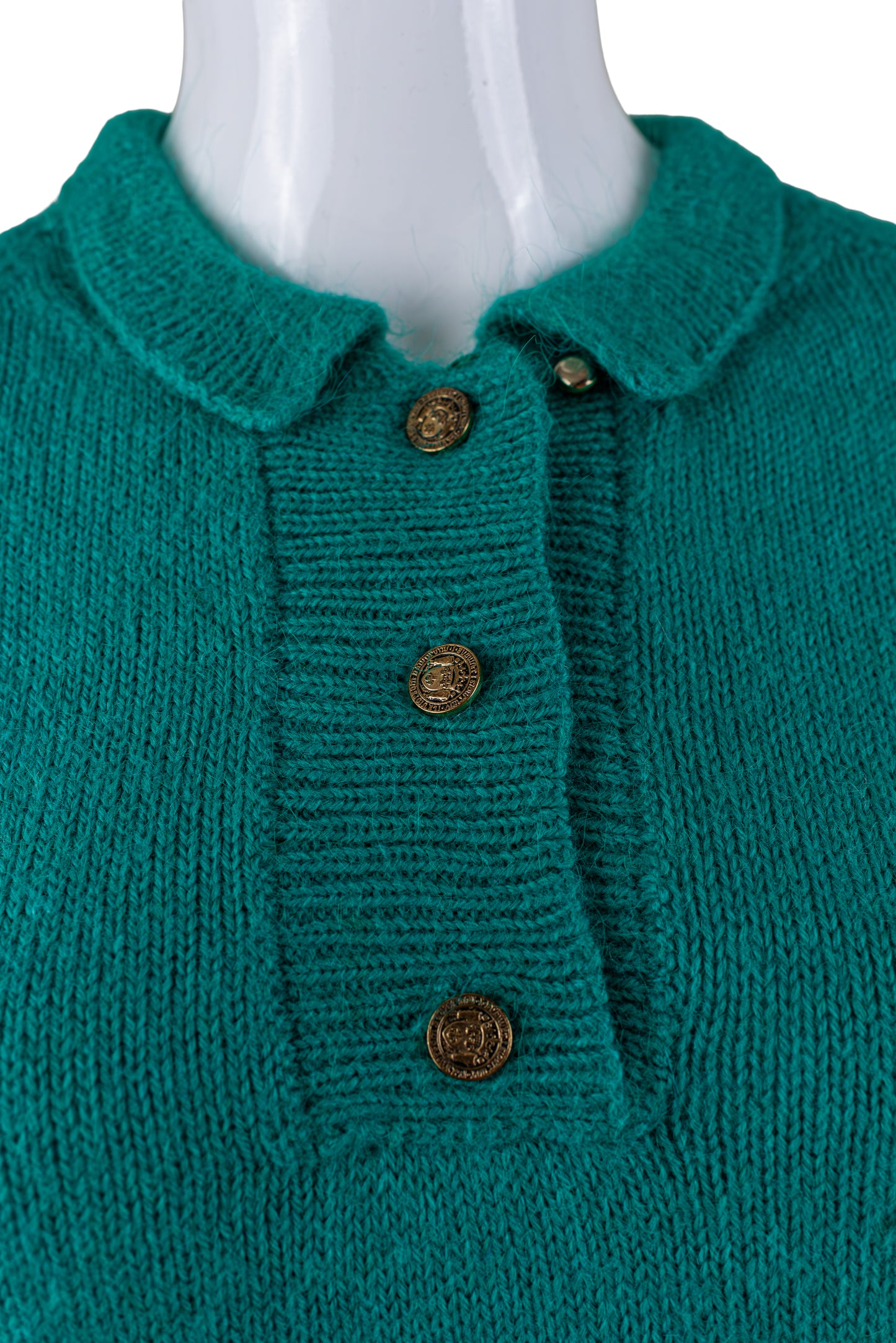 Ómerkt vintage grænblá prjónapeysa - medium