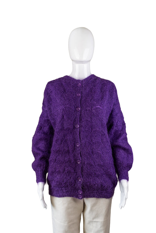 Ómerkt vintage fjólublá mohair peysa - large