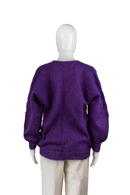 Ómerkt vintage fjólublá mohair peysa - large