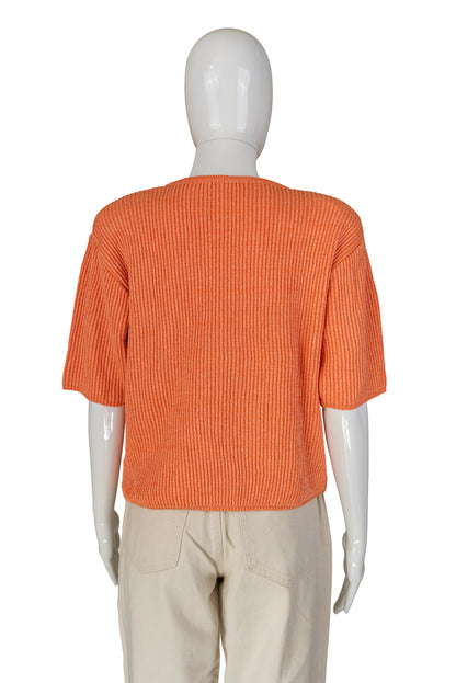 Ann Fashion appelsínugul vintage prjónapeysa - medium